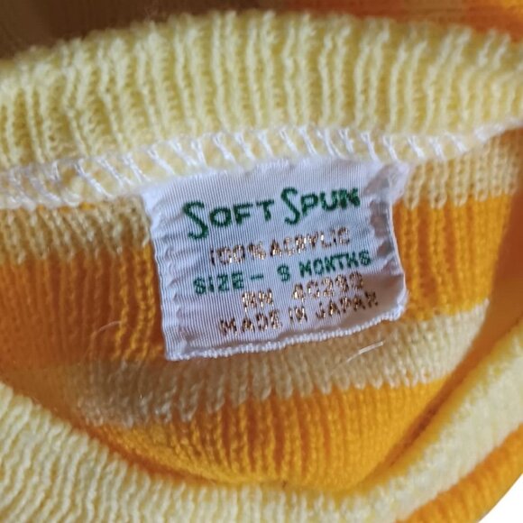 Vintage Soft Spun Baby Sweater 9 Months Yellow & Orange Striped Knit Japan 1960s - Picture 5 of 5